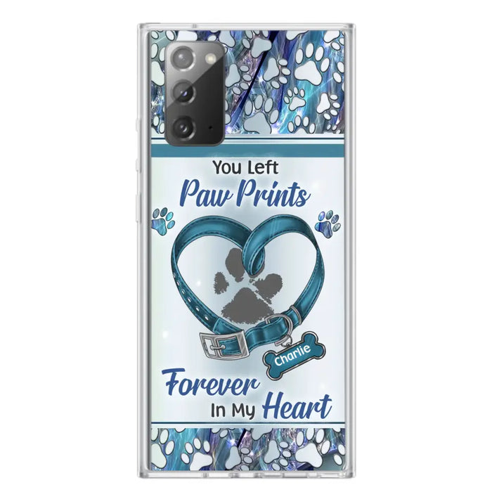 Custom Personalized Memorial Dog Collar Phone Case - Memorial Gift Idea For Dog Lover - You Left Paw Prints Forever In My Heart - Case for iPhone/ Samsung