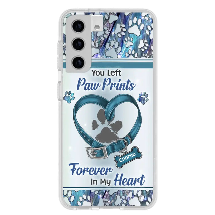 Custom Personalized Memorial Dog Collar Phone Case - Memorial Gift Idea For Dog Lover - You Left Paw Prints Forever In My Heart - Case for iPhone/ Samsung