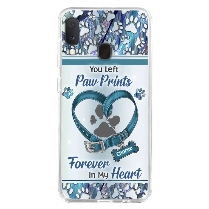 Custom Personalized Memorial Dog Collar Phone Case - Memorial Gift Idea For Dog Lover - You Left Paw Prints Forever In My Heart - Case for iPhone/ Samsung