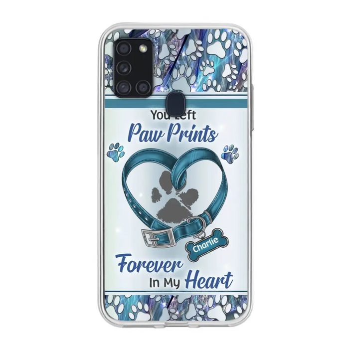 Custom Personalized Memorial Dog Collar Phone Case - Memorial Gift Idea For Dog Lover - You Left Paw Prints Forever In My Heart - Case for iPhone/ Samsung