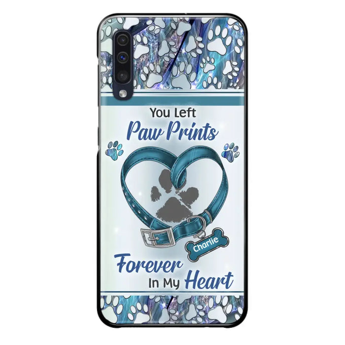 Custom Personalized Memorial Dog Collar Phone Case - Memorial Gift Idea For Dog Lover - You Left Paw Prints Forever In My Heart - Case for iPhone/ Samsung