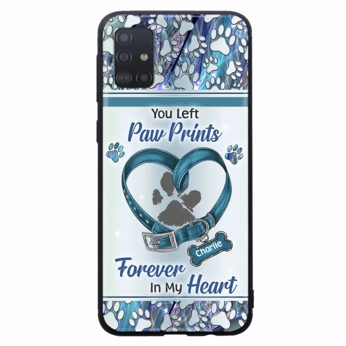 Custom Personalized Memorial Dog Collar Phone Case - Memorial Gift Idea For Dog Lover - You Left Paw Prints Forever In My Heart - Case for iPhone/ Samsung