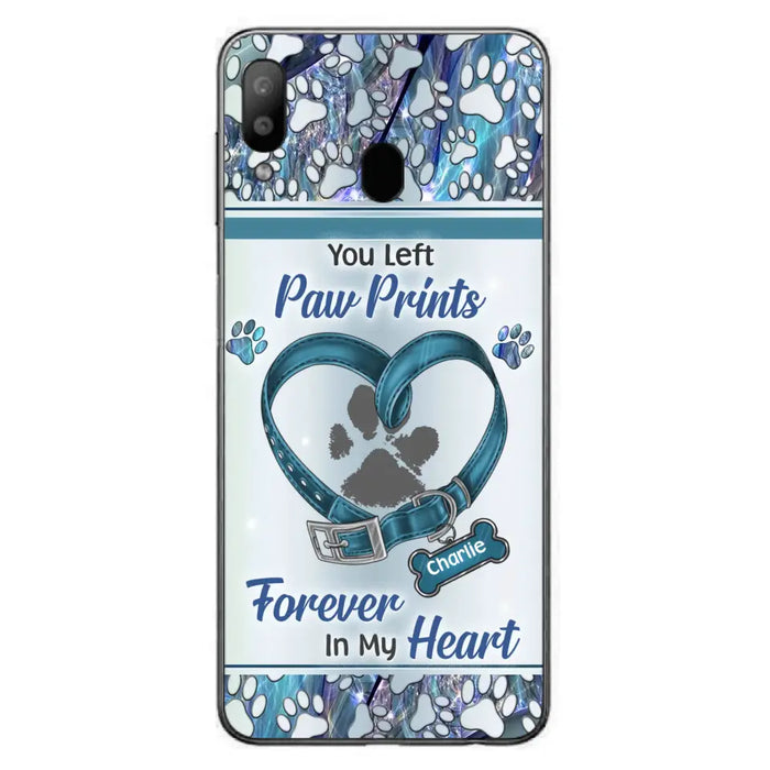 Custom Personalized Memorial Dog Collar Phone Case - Memorial Gift Idea For Dog Lover - You Left Paw Prints Forever In My Heart - Case for iPhone/ Samsung