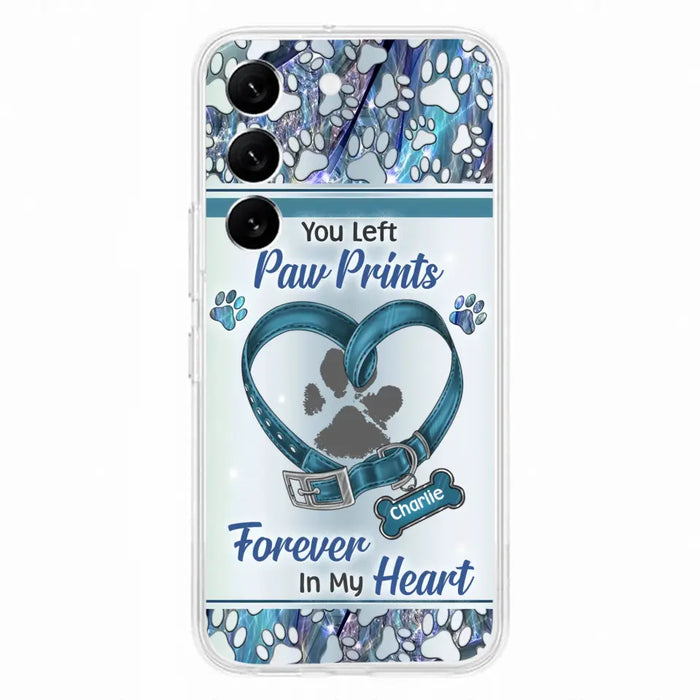 Custom Personalized Memorial Dog Collar Phone Case - Memorial Gift Idea For Dog Lover - You Left Paw Prints Forever In My Heart - Case for iPhone/ Samsung