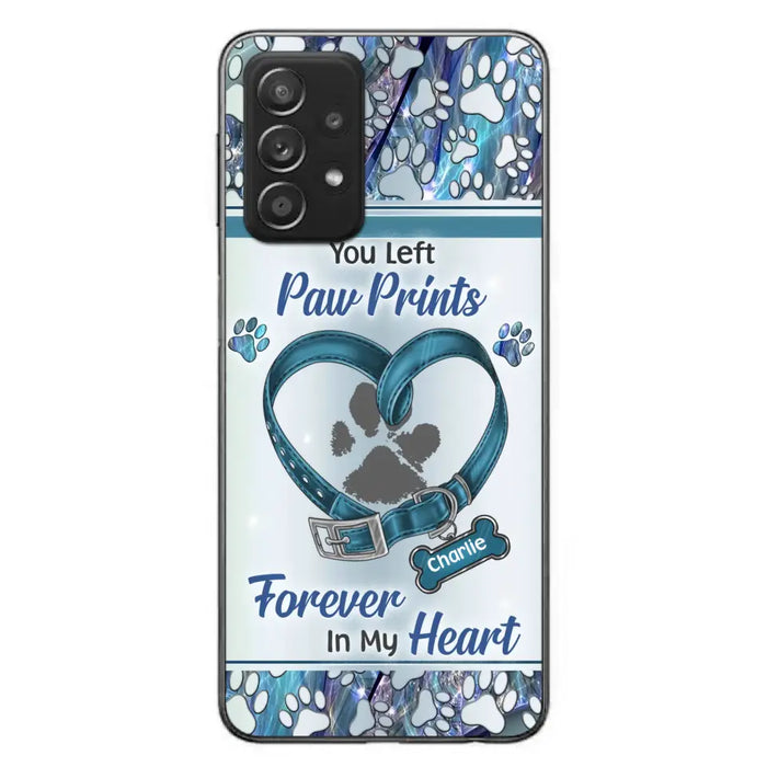 Custom Personalized Memorial Dog Collar Phone Case - Memorial Gift Idea For Dog Lover - You Left Paw Prints Forever In My Heart - Case for iPhone/ Samsung