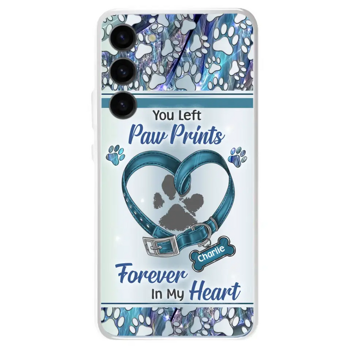 Custom Personalized Memorial Dog Collar Phone Case - Memorial Gift Idea For Dog Lover - You Left Paw Prints Forever In My Heart - Case for iPhone/ Samsung