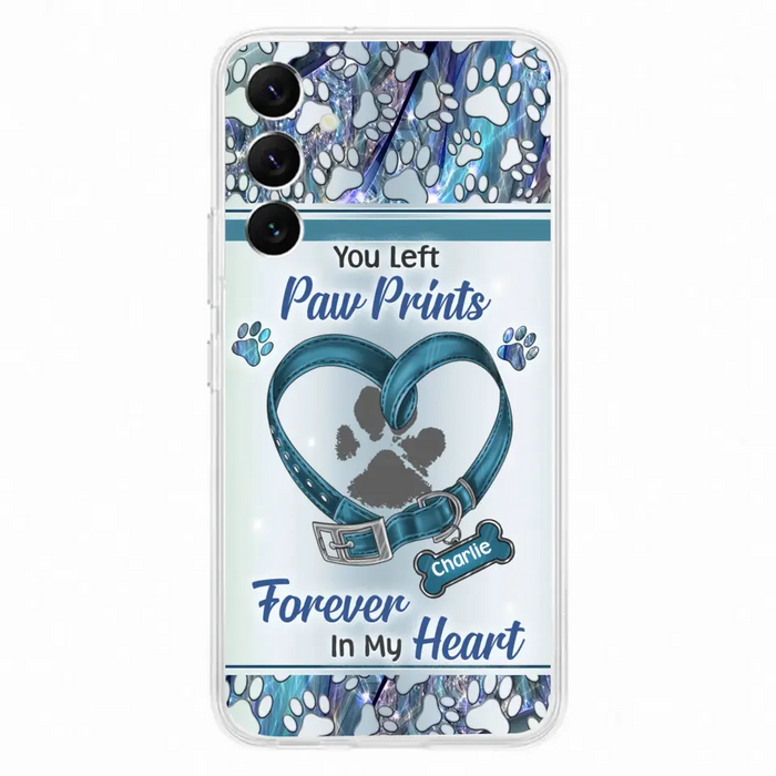 Custom Personalized Memorial Dog Collar Phone Case - Memorial Gift Idea For Dog Lover - You Left Paw Prints Forever In My Heart - Case for iPhone/ Samsung