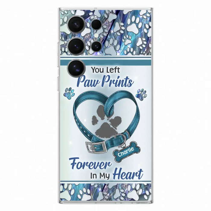 Custom Personalized Memorial Dog Collar Phone Case - Memorial Gift Idea For Dog Lover - You Left Paw Prints Forever In My Heart - Case for iPhone/ Samsung