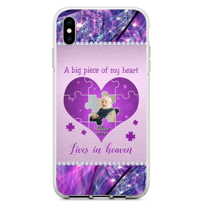 Custom Personalized Memorial Photo Phone Case - Memorial Gift Idea for Father's Day -  A Big Piece Of My Heart Lives In Heaven - Case for iPhone/Samsung