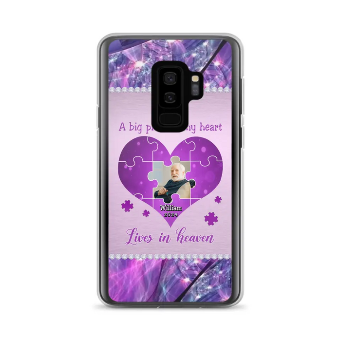 Custom Personalized Memorial Photo Phone Case - Memorial Gift Idea for Father's Day -  A Big Piece Of My Heart Lives In Heaven - Case for iPhone/Samsung