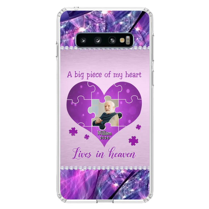 Custom Personalized Memorial Photo Phone Case - Memorial Gift Idea for Father's Day -  A Big Piece Of My Heart Lives In Heaven - Case for iPhone/Samsung