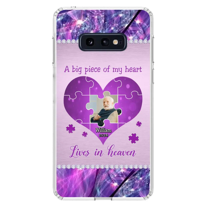 Custom Personalized Memorial Photo Phone Case - Memorial Gift Idea for Father's Day -  A Big Piece Of My Heart Lives In Heaven - Case for iPhone/Samsung