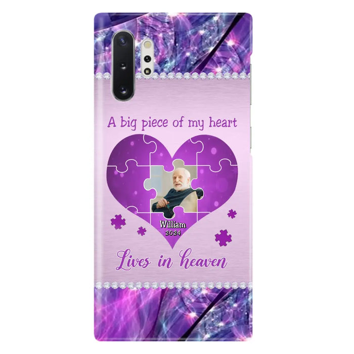 Custom Personalized Memorial Photo Phone Case - Memorial Gift Idea for Father's Day -  A Big Piece Of My Heart Lives In Heaven - Case for iPhone/Samsung