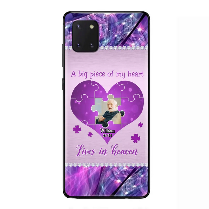 Custom Personalized Memorial Photo Phone Case - Memorial Gift Idea for Father's Day -  A Big Piece Of My Heart Lives In Heaven - Case for iPhone/Samsung