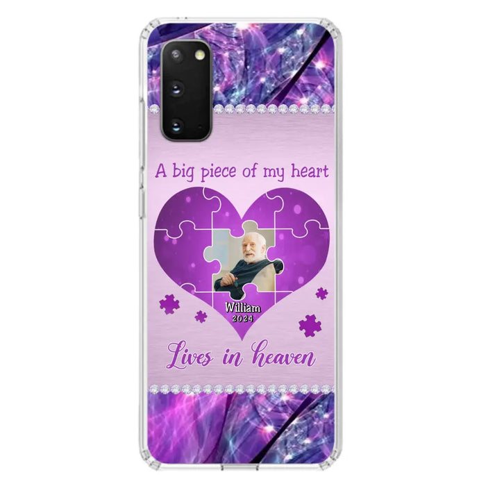 Custom Personalized Memorial Photo Phone Case - Memorial Gift Idea for Father's Day -  A Big Piece Of My Heart Lives In Heaven - Case for iPhone/Samsung