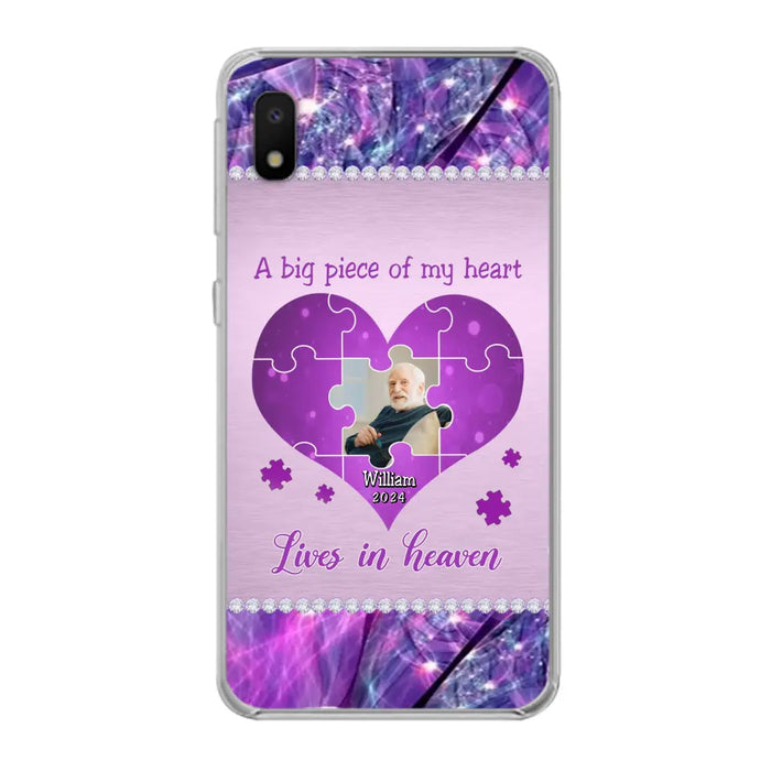 Custom Personalized Memorial Photo Phone Case - Memorial Gift Idea for Father's Day -  A Big Piece Of My Heart Lives In Heaven - Case for iPhone/Samsung