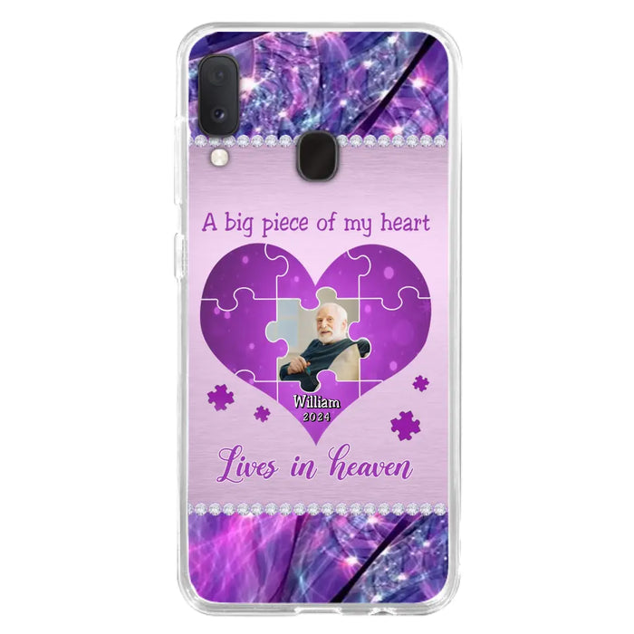 Custom Personalized Memorial Photo Phone Case - Memorial Gift Idea for Father's Day -  A Big Piece Of My Heart Lives In Heaven - Case for iPhone/Samsung