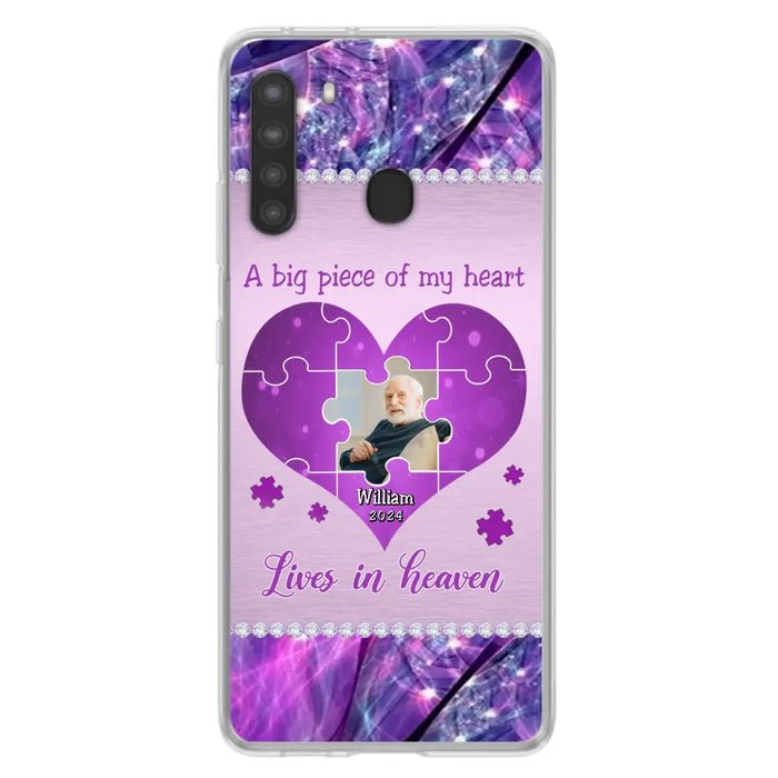 Custom Personalized Memorial Photo Phone Case - Memorial Gift Idea for Father's Day -  A Big Piece Of My Heart Lives In Heaven - Case for iPhone/Samsung