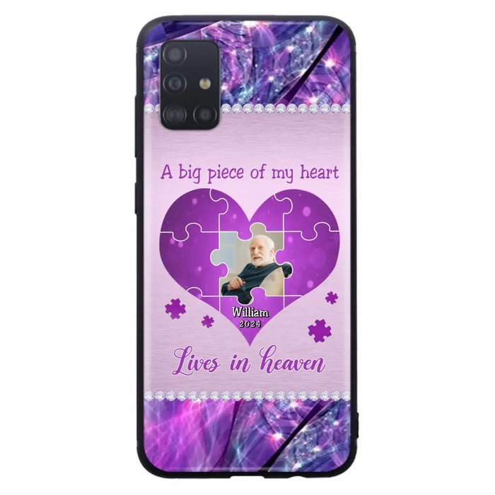 Custom Personalized Memorial Photo Phone Case - Memorial Gift Idea for Father's Day -  A Big Piece Of My Heart Lives In Heaven - Case for iPhone/Samsung