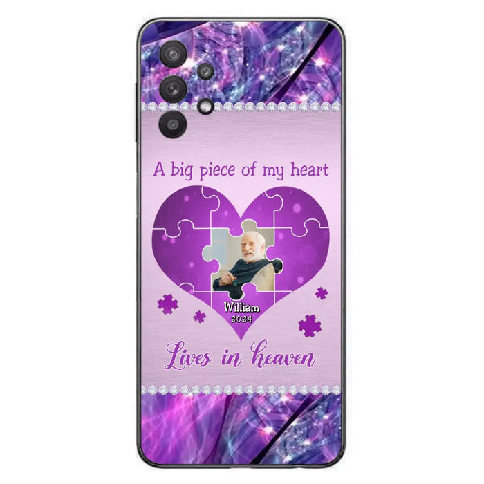 Custom Personalized Memorial Photo Phone Case - Memorial Gift Idea for Father's Day -  A Big Piece Of My Heart Lives In Heaven - Case for iPhone/Samsung