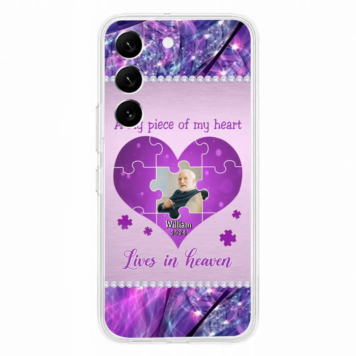 Custom Personalized Memorial Photo Phone Case - Memorial Gift Idea for Father's Day -  A Big Piece Of My Heart Lives In Heaven - Case for iPhone/Samsung