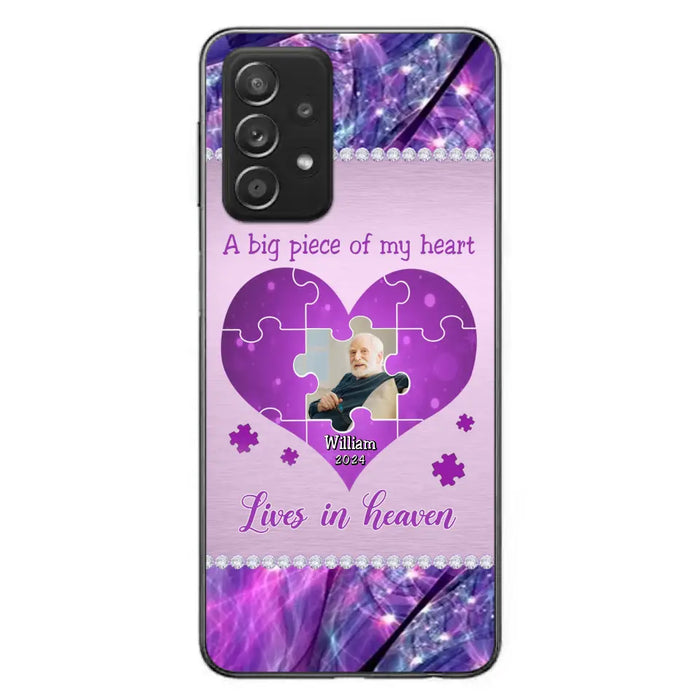 Custom Personalized Memorial Photo Phone Case - Memorial Gift Idea for Father's Day -  A Big Piece Of My Heart Lives In Heaven - Case for iPhone/Samsung