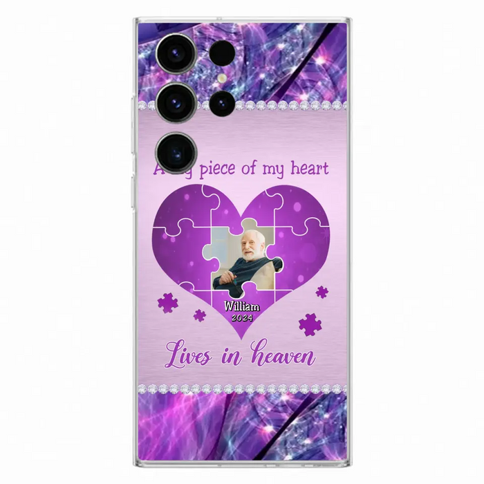 Custom Personalized Memorial Photo Phone Case - Memorial Gift Idea for Father's Day -  A Big Piece Of My Heart Lives In Heaven - Case for iPhone/Samsung