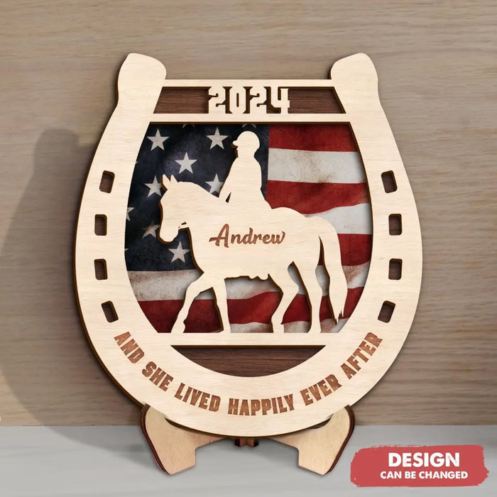 Custom Personalized Horse 2 Layered Wooden Art - Gift For Horse Lover - And She Lived Happily Ever After