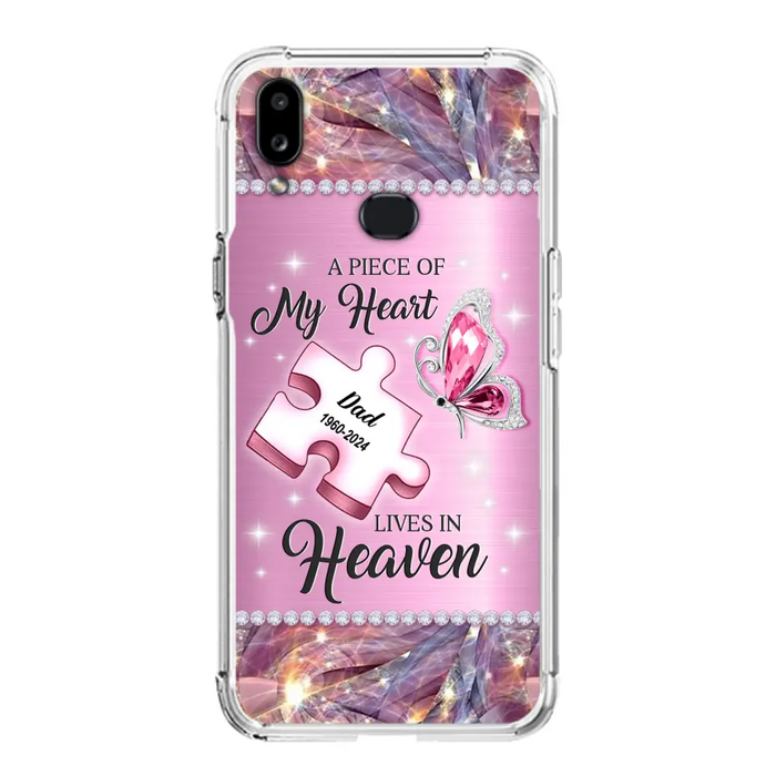 Custom Personalized Memorial Piece Phone Case - Memorial Gift Idea for Father's Day - A Piece Of My Heart Lives In Heaven - Case for iPhone/ Samsung