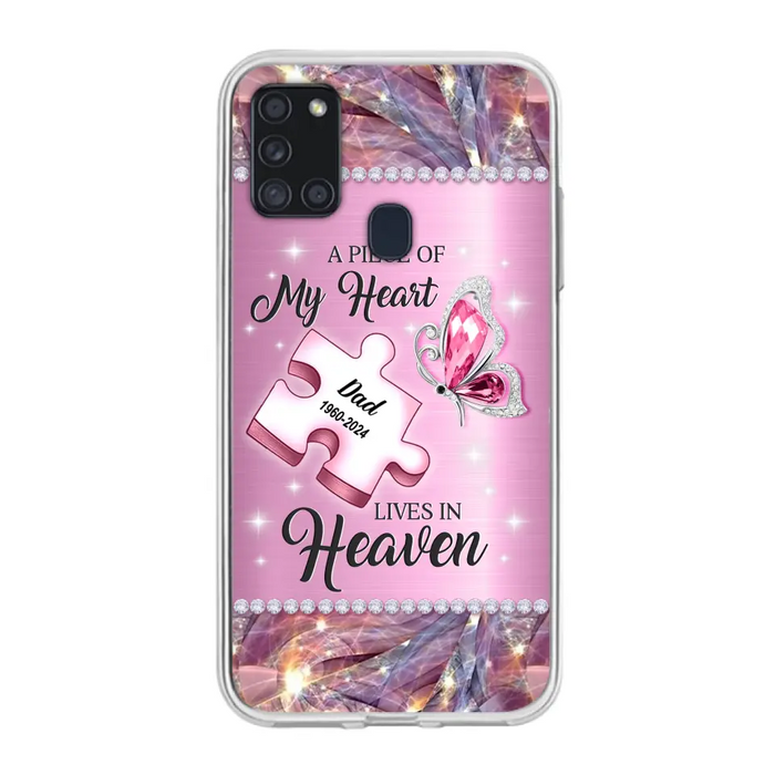 Custom Personalized Memorial Piece Phone Case - Memorial Gift Idea for Father's Day - A Piece Of My Heart Lives In Heaven - Case for iPhone/ Samsung