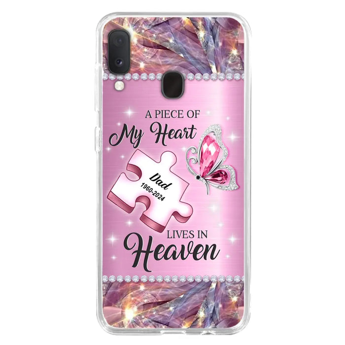 Custom Personalized Memorial Piece Phone Case - Memorial Gift Idea for Father's Day - A Piece Of My Heart Lives In Heaven - Case for iPhone/ Samsung