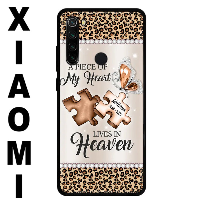 Custom Personalized Memorial Leopard Phone Case - Memorial Gift Idea for Family Member/ Father's Day/ Mother's Day - Case for Xiaomi/ Oppo/ Huawei - A Piece Of My Heart Lives In Heaven