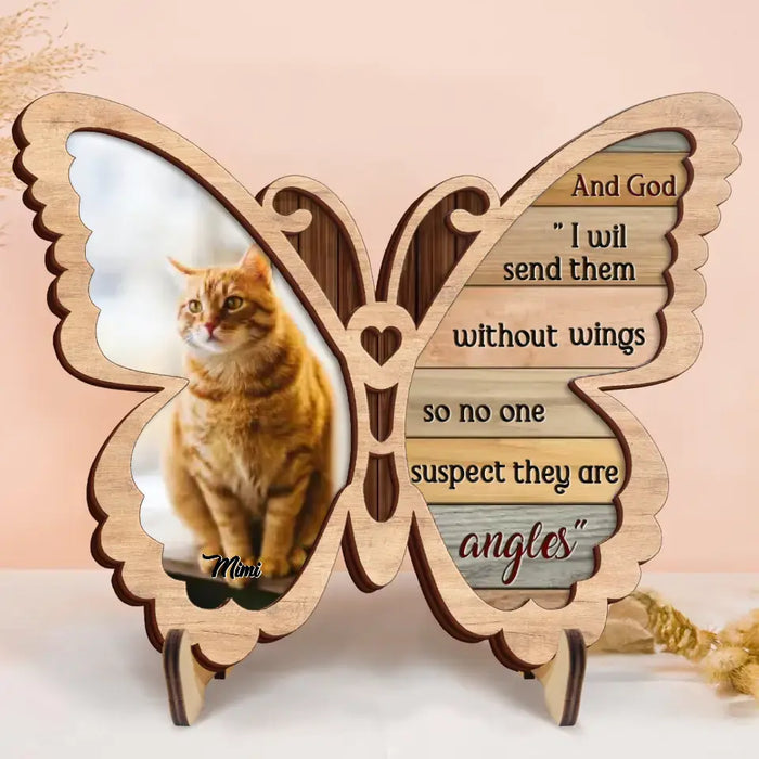 Custom Personalized Butterfly 2 Layered Wooden Art - Upload Photo - Gift Idea for Cat