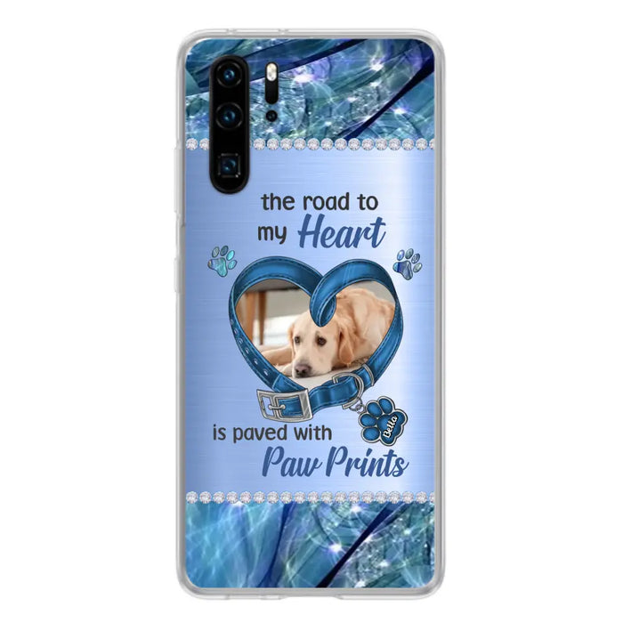 Custom Personalized Memorial Dog Collar Phone Case - Upload Photo - Memorial Gift Idea For Dog Owner - The Road To My Heart Is Paved With Paw Prints - Case for Xiaomi/ Oppo/ Huawei