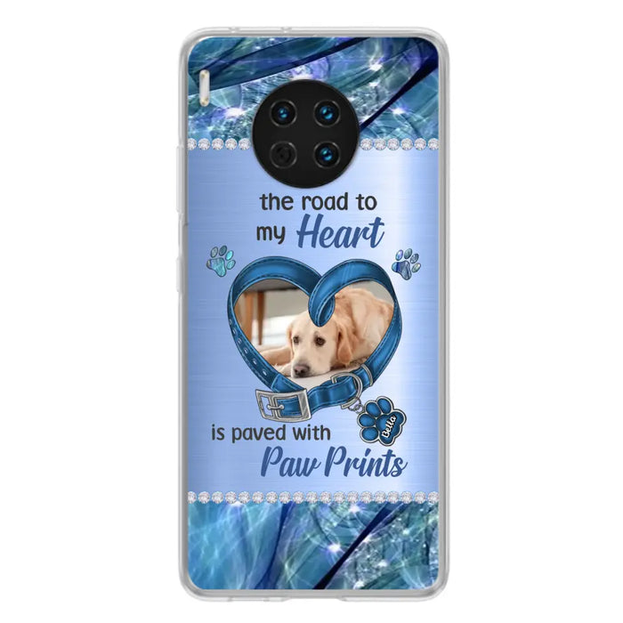 Custom Personalized Memorial Dog Collar Phone Case - Upload Photo - Memorial Gift Idea For Dog Owner - The Road To My Heart Is Paved With Paw Prints - Case for Xiaomi/ Oppo/ Huawei