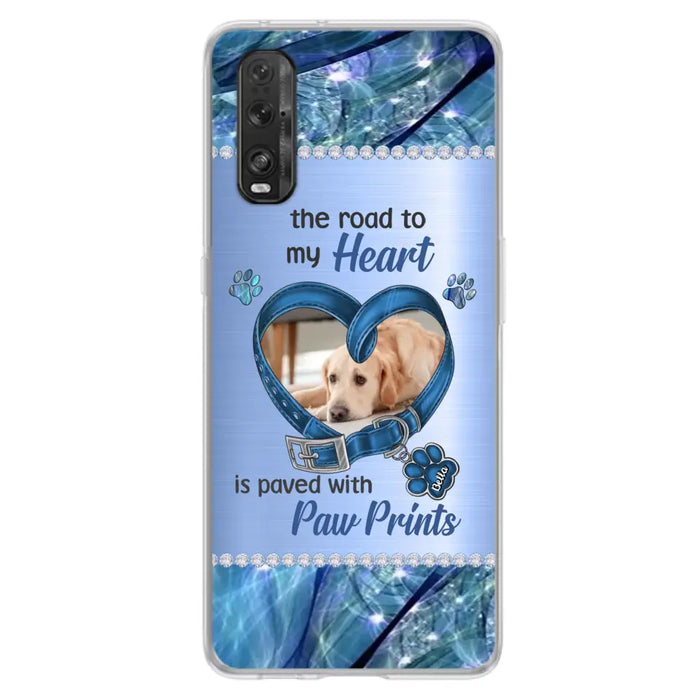 Custom Personalized Memorial Dog Collar Phone Case - Upload Photo - Memorial Gift Idea For Dog Owner - The Road To My Heart Is Paved With Paw Prints - Case for Xiaomi/ Oppo/ Huawei