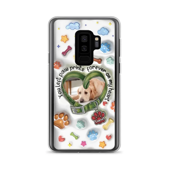 Custom Personalized Memorial Dog 3D Inflated Effect Phone Case - Upload Photo - Memorial Gift Idea - You Left Paw Prints Forever On My Heart - Case for iPhone/ Samsung