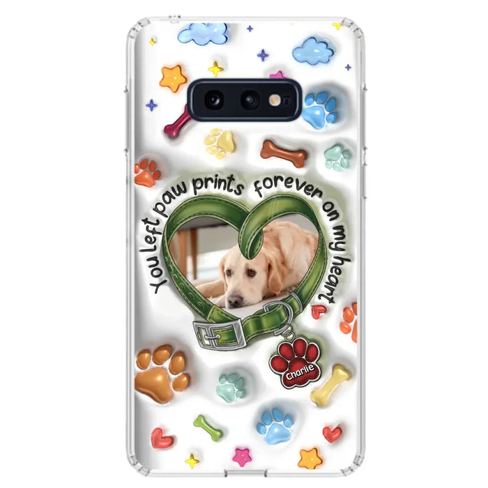 Custom Personalized Memorial Dog 3D Inflated Effect Phone Case - Upload Photo - Memorial Gift Idea - You Left Paw Prints Forever On My Heart - Case for iPhone/ Samsung