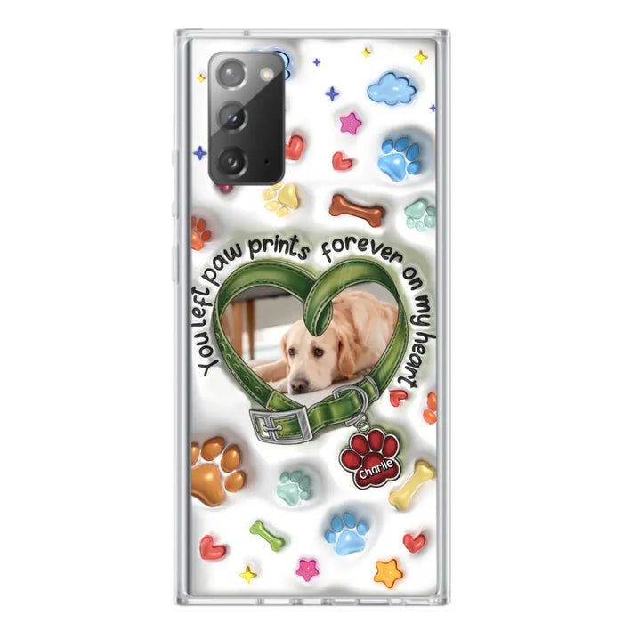 Custom Personalized Memorial Dog 3D Inflated Effect Phone Case - Upload Photo - Memorial Gift Idea - You Left Paw Prints Forever On My Heart - Case for iPhone/ Samsung