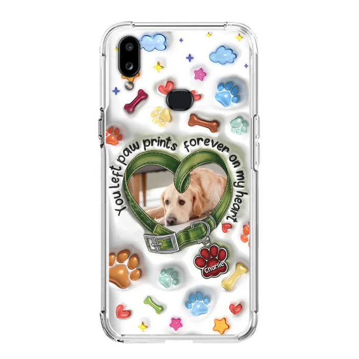 Custom Personalized Memorial Dog 3D Inflated Effect Phone Case - Upload Photo - Memorial Gift Idea - You Left Paw Prints Forever On My Heart - Case for iPhone/ Samsung