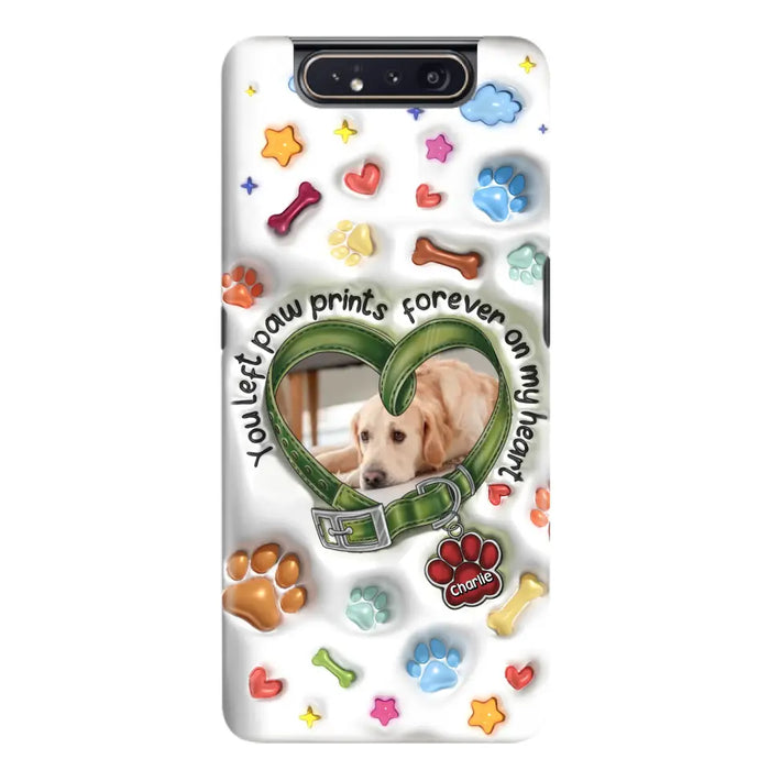 Custom Personalized Memorial Dog 3D Inflated Effect Phone Case - Upload Photo - Memorial Gift Idea - You Left Paw Prints Forever On My Heart - Case for iPhone/ Samsung