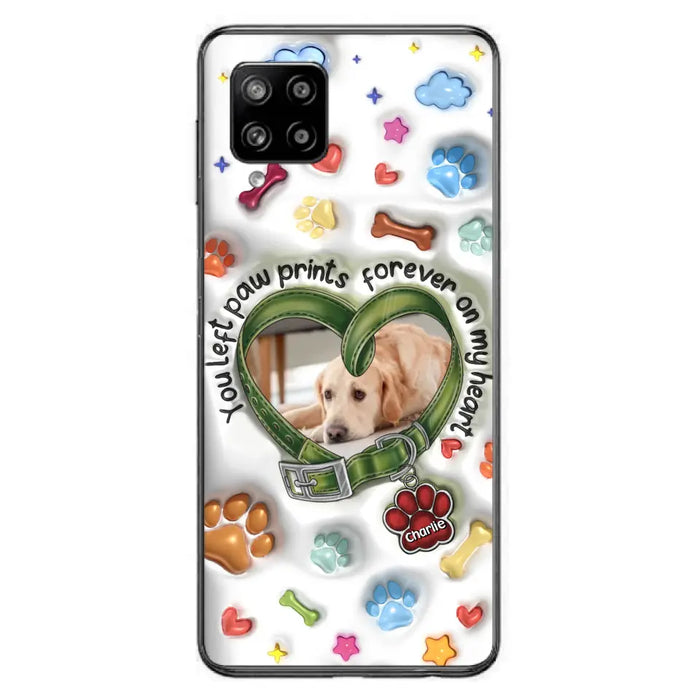 Custom Personalized Memorial Dog 3D Inflated Effect Phone Case - Upload Photo - Memorial Gift Idea - You Left Paw Prints Forever On My Heart - Case for iPhone/ Samsung