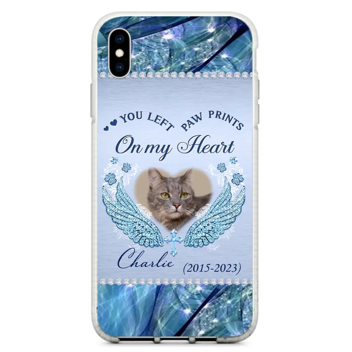 Custom Personalized Memorial Phone Case - Upload Photo - Memorial Gift Idea For Dog/ Cat Lover - You Left Paw Prints On My Heart - Case for iPhone/Samsung