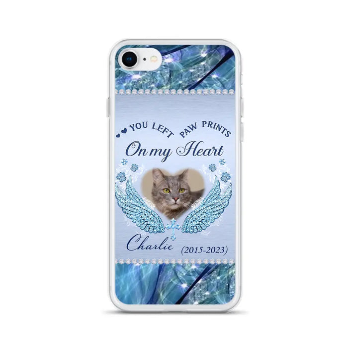 Custom Personalized Memorial Phone Case - Upload Photo - Memorial Gift Idea For Dog/ Cat Lover - You Left Paw Prints On My Heart - Case for iPhone/Samsung