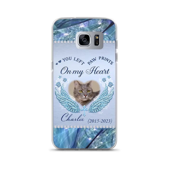 Custom Personalized Memorial Phone Case - Upload Photo - Memorial Gift Idea For Dog/ Cat Lover - You Left Paw Prints On My Heart - Case for iPhone/Samsung