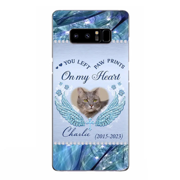 Custom Personalized Memorial Phone Case - Upload Photo - Memorial Gift Idea For Dog/ Cat Lover - You Left Paw Prints On My Heart - Case for iPhone/Samsung