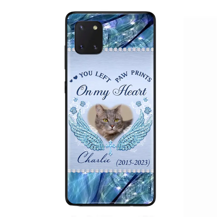 Custom Personalized Memorial Phone Case - Upload Photo - Memorial Gift Idea For Dog/ Cat Lover - You Left Paw Prints On My Heart - Case for iPhone/Samsung