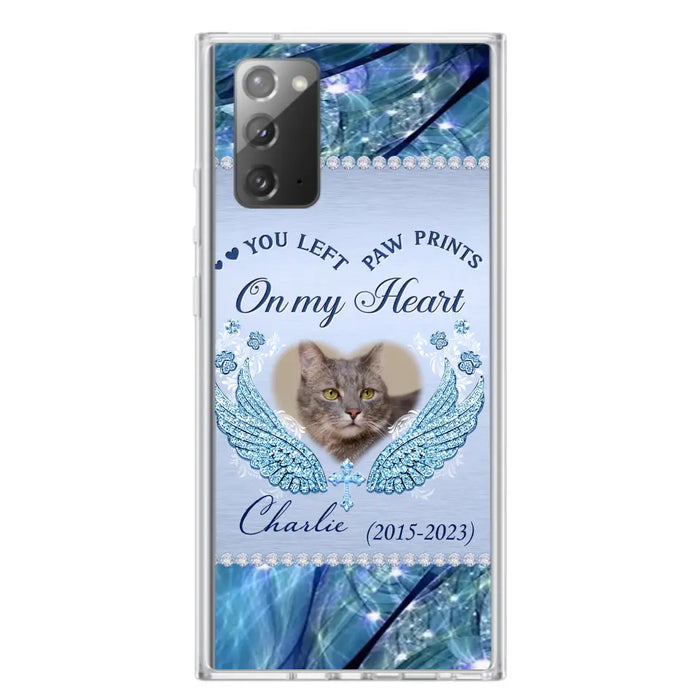 Custom Personalized Memorial Phone Case - Upload Photo - Memorial Gift Idea For Dog/ Cat Lover - You Left Paw Prints On My Heart - Case for iPhone/Samsung