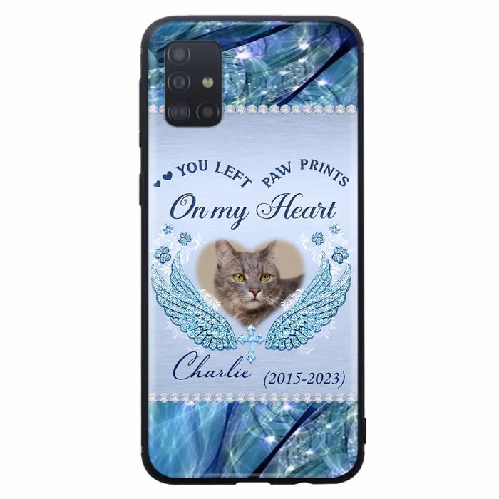 Custom Personalized Memorial Phone Case - Upload Photo - Memorial Gift Idea For Dog/ Cat Lover - You Left Paw Prints On My Heart - Case for iPhone/Samsung