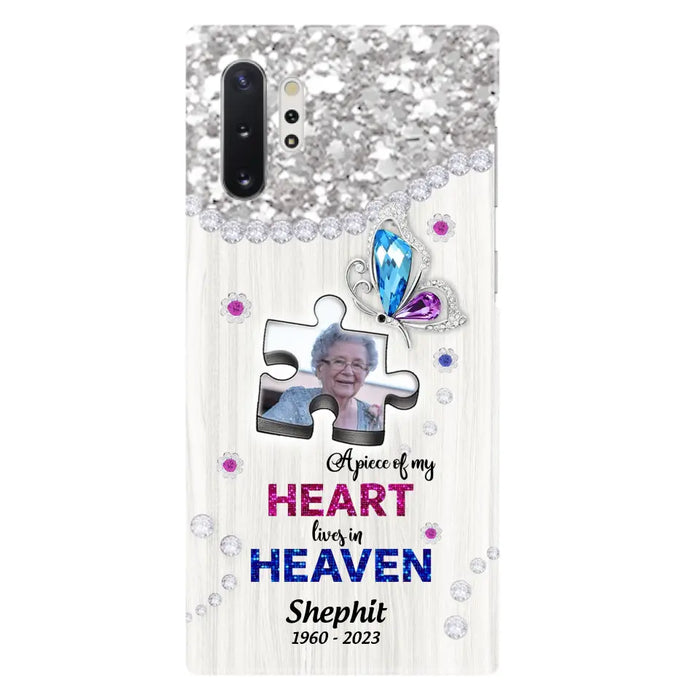 Custom Personalized Memorial Phone Case - Upload Photo - Memorial Gift Idea For Family Member -  A Piece Of My Heart Lives In Heaven - Case for iPhone/ Samsung